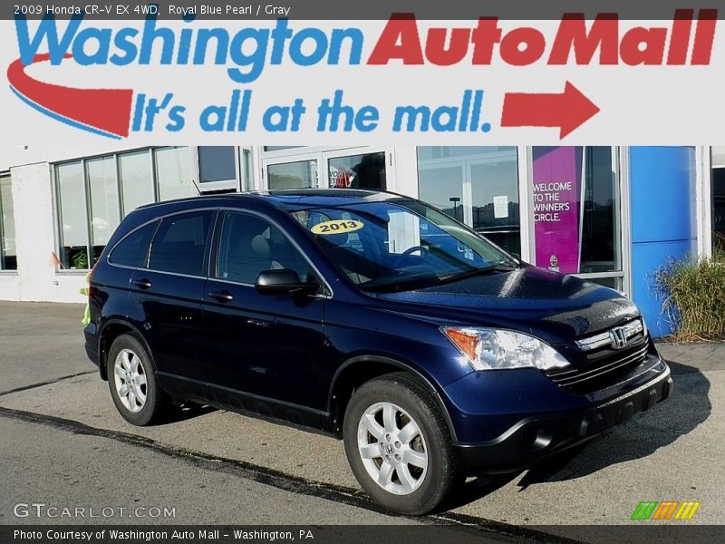 Royal Blue Pearl / Gray 2009 Honda CR-V EX 4WD