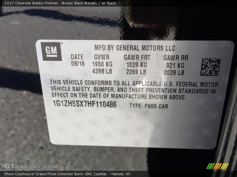 Mosaic Black Metallic / Jet Black 2017 Chevrolet Malibu Premier