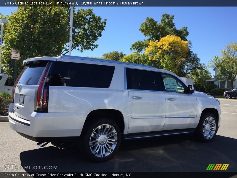 Crystal White Tricoat / Tuscan Brown 2016 Cadillac Escalade ESV Platinum 4WD