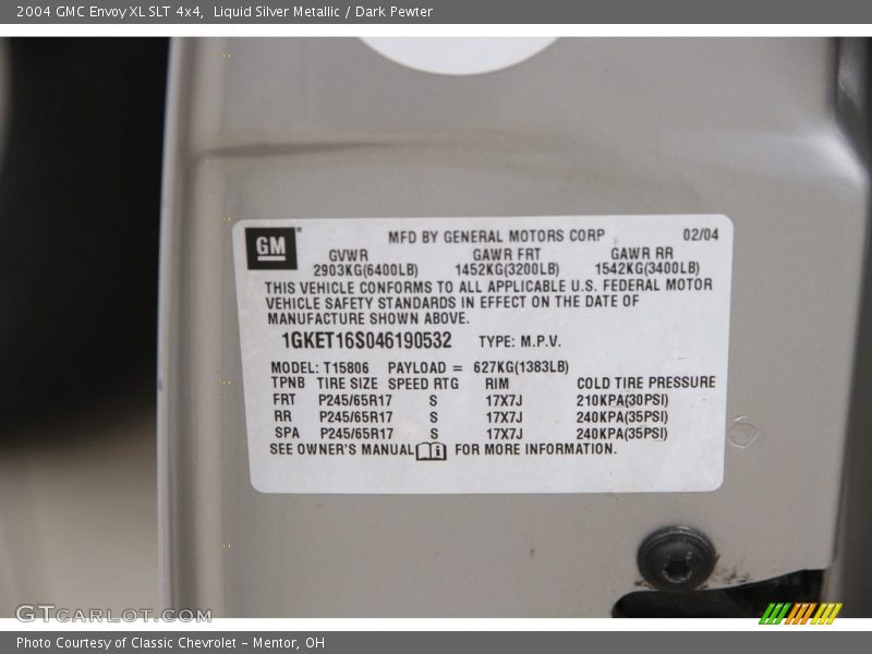 Liquid Silver Metallic / Dark Pewter 2004 GMC Envoy XL SLT 4x4