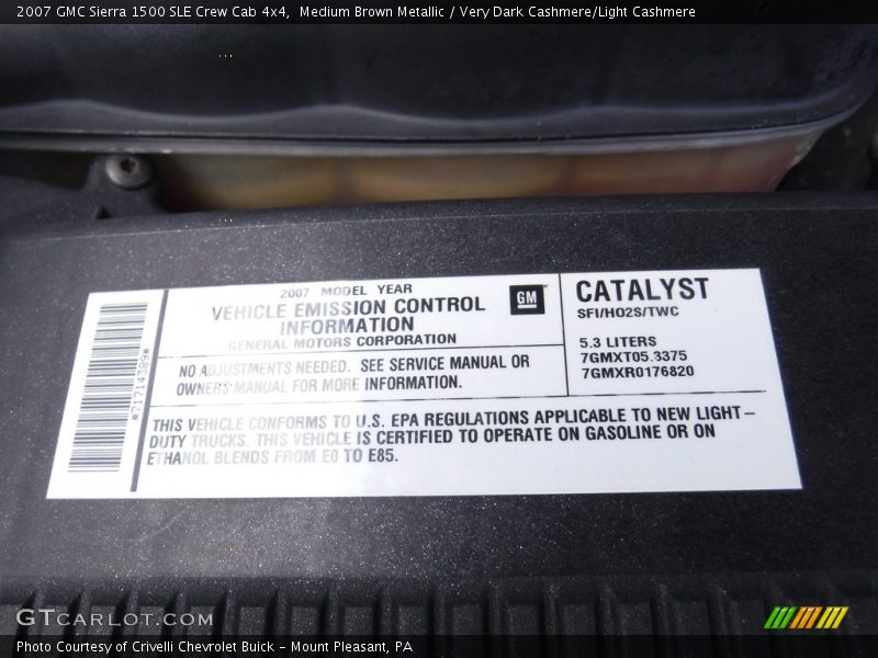 Medium Brown Metallic / Very Dark Cashmere/Light Cashmere 2007 GMC Sierra 1500 SLE Crew Cab 4x4