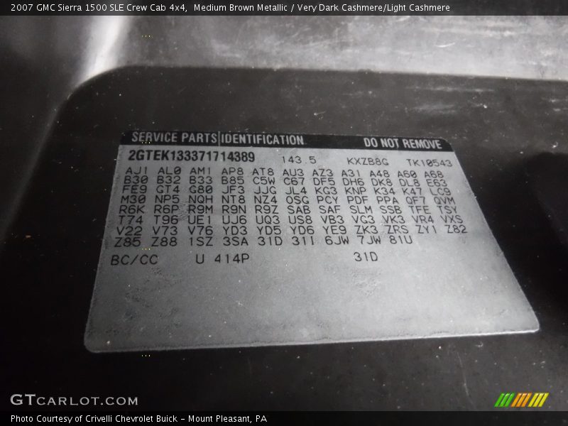 Medium Brown Metallic / Very Dark Cashmere/Light Cashmere 2007 GMC Sierra 1500 SLE Crew Cab 4x4