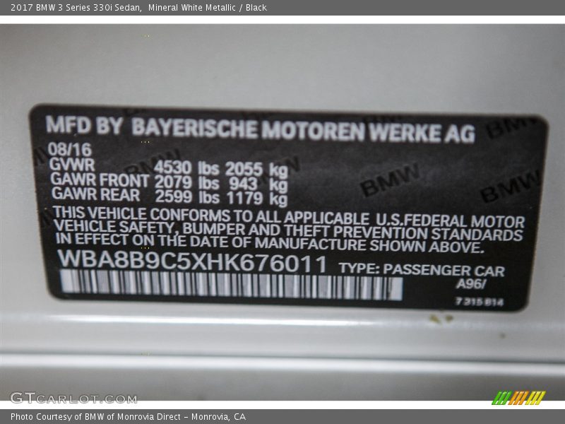 A96 - 2017 BMW 3 Series 330i Sedan