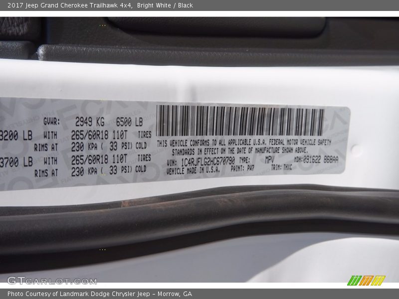 Bright White / Black 2017 Jeep Grand Cherokee Trailhawk 4x4