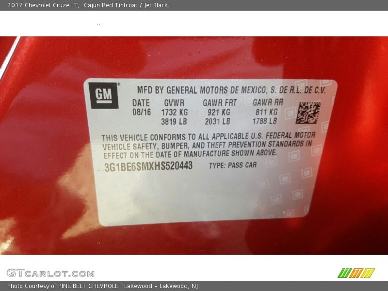 Cajun Red Tintcoat / Jet Black 2017 Chevrolet Cruze LT