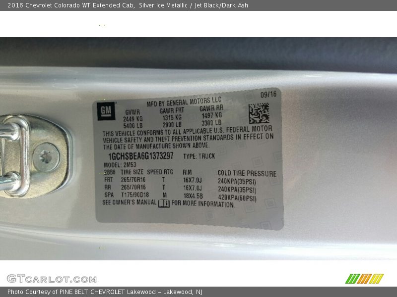 Silver Ice Metallic / Jet Black/Dark Ash 2016 Chevrolet Colorado WT Extended Cab