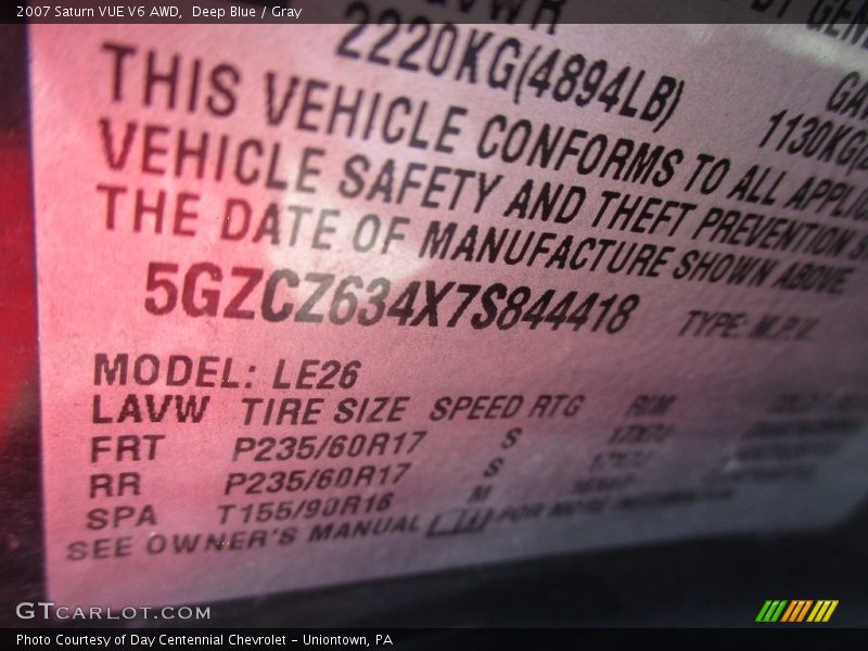 Deep Blue / Gray 2007 Saturn VUE V6 AWD