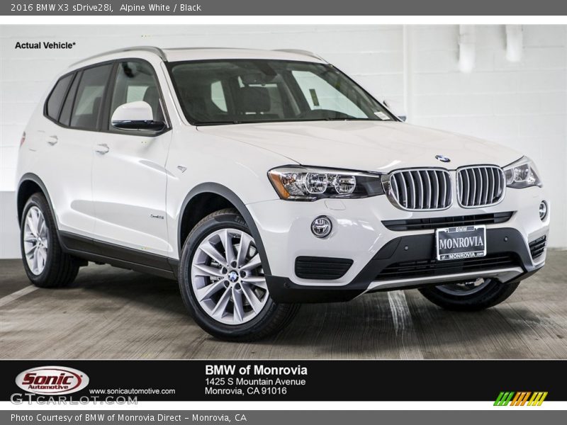 Alpine White / Black 2016 BMW X3 sDrive28i