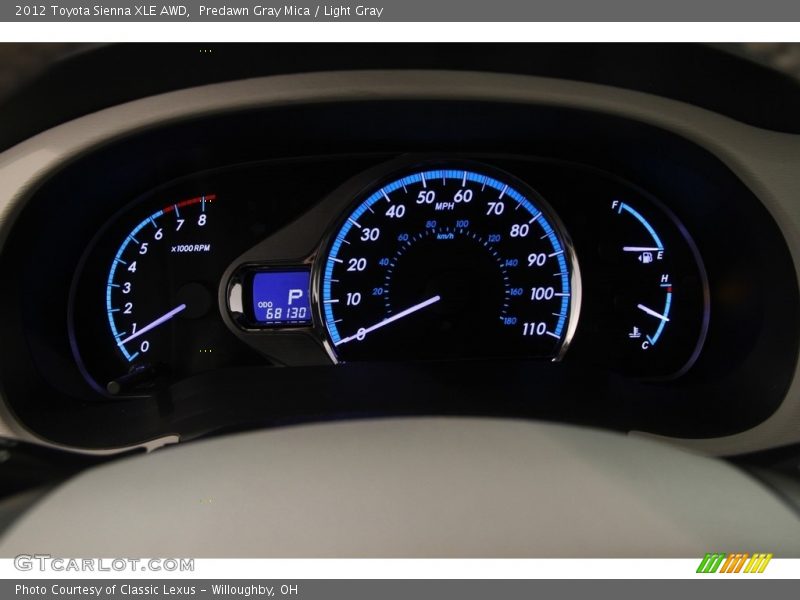 Predawn Gray Mica / Light Gray 2012 Toyota Sienna XLE AWD