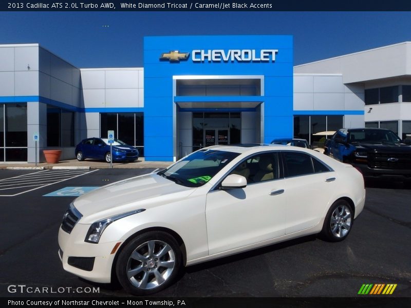 White Diamond Tricoat / Caramel/Jet Black Accents 2013 Cadillac ATS 2.0L Turbo AWD