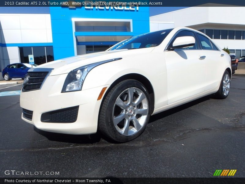White Diamond Tricoat / Caramel/Jet Black Accents 2013 Cadillac ATS 2.0L Turbo AWD