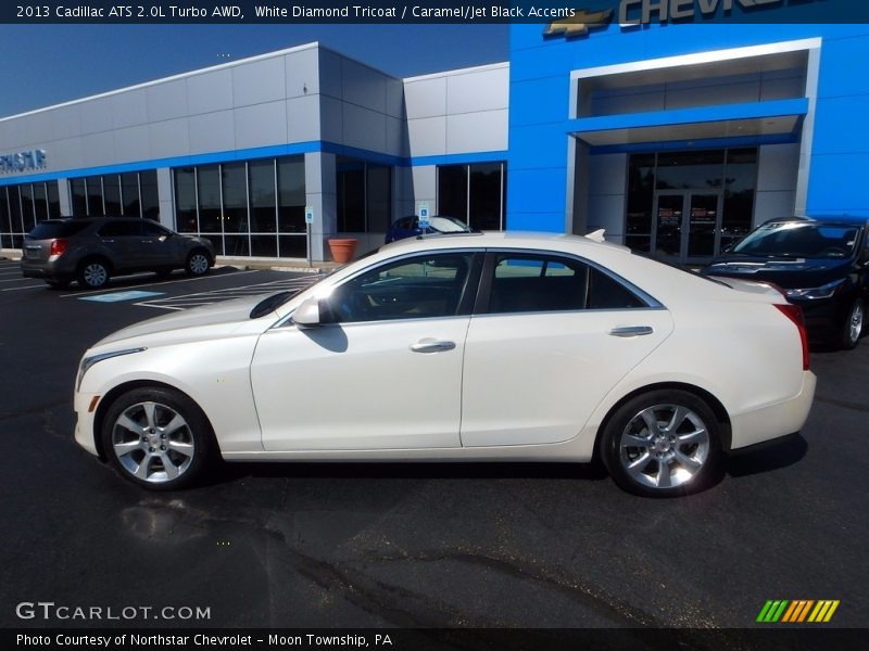 White Diamond Tricoat / Caramel/Jet Black Accents 2013 Cadillac ATS 2.0L Turbo AWD