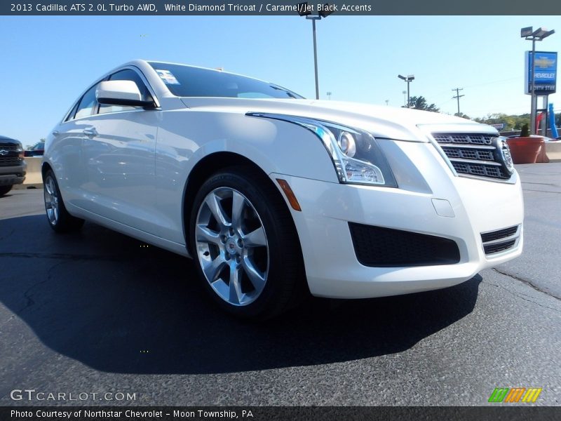 White Diamond Tricoat / Caramel/Jet Black Accents 2013 Cadillac ATS 2.0L Turbo AWD