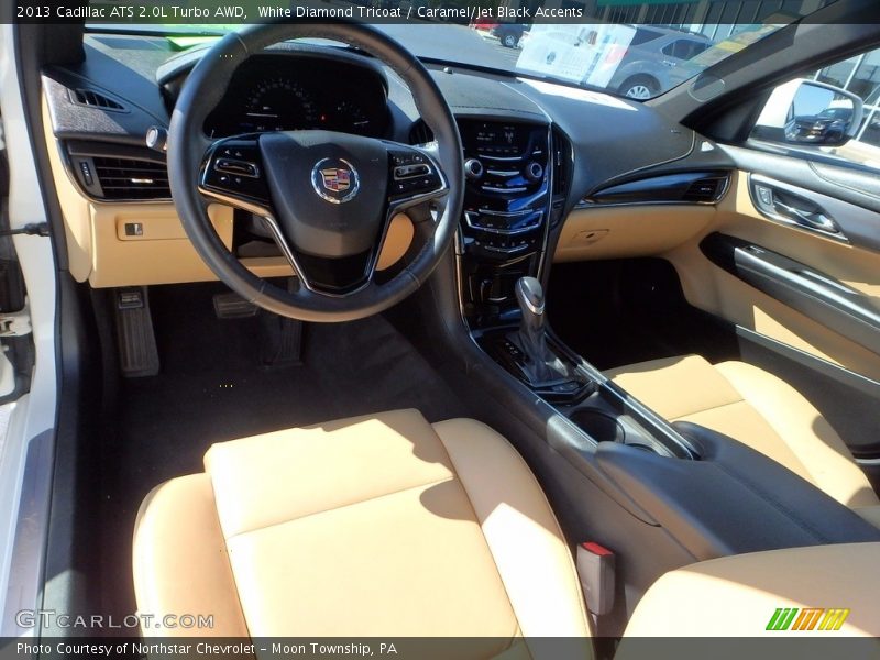 White Diamond Tricoat / Caramel/Jet Black Accents 2013 Cadillac ATS 2.0L Turbo AWD