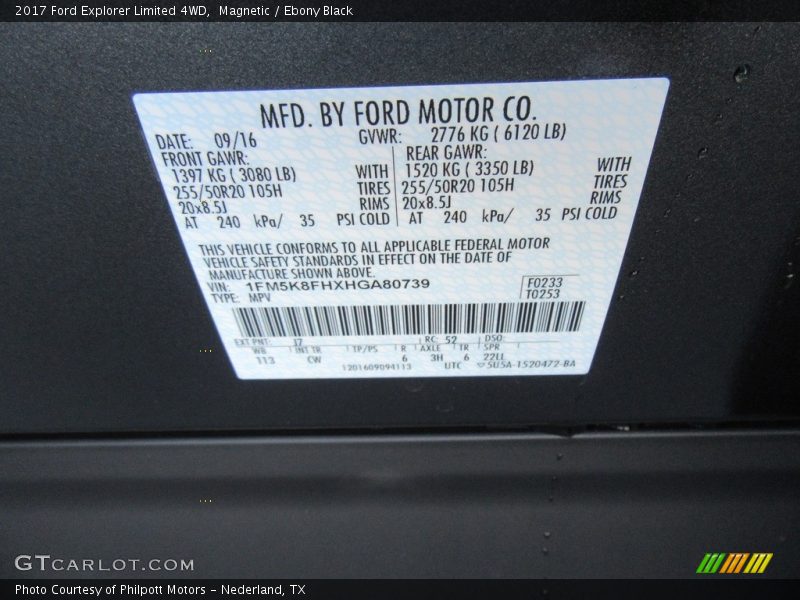 Magnetic / Ebony Black 2017 Ford Explorer Limited 4WD