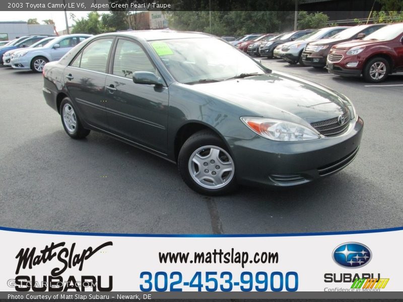 Aspen Green Pearl / Taupe 2003 Toyota Camry LE V6
