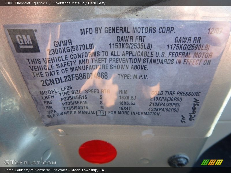 Silverstone Metallic / Dark Gray 2008 Chevrolet Equinox LS