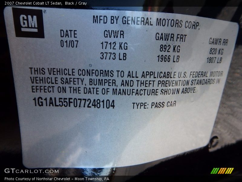 Black / Gray 2007 Chevrolet Cobalt LT Sedan