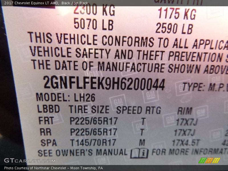 Black / Jet Black 2017 Chevrolet Equinox LT AWD