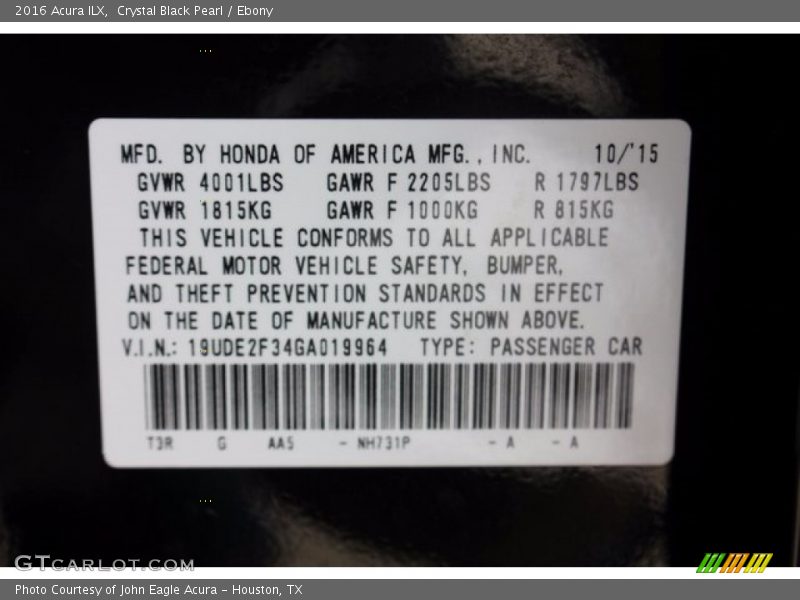 Crystal Black Pearl / Ebony 2016 Acura ILX