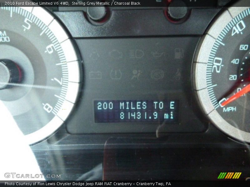 Sterling Grey Metallic / Charcoal Black 2010 Ford Escape Limited V6 4WD