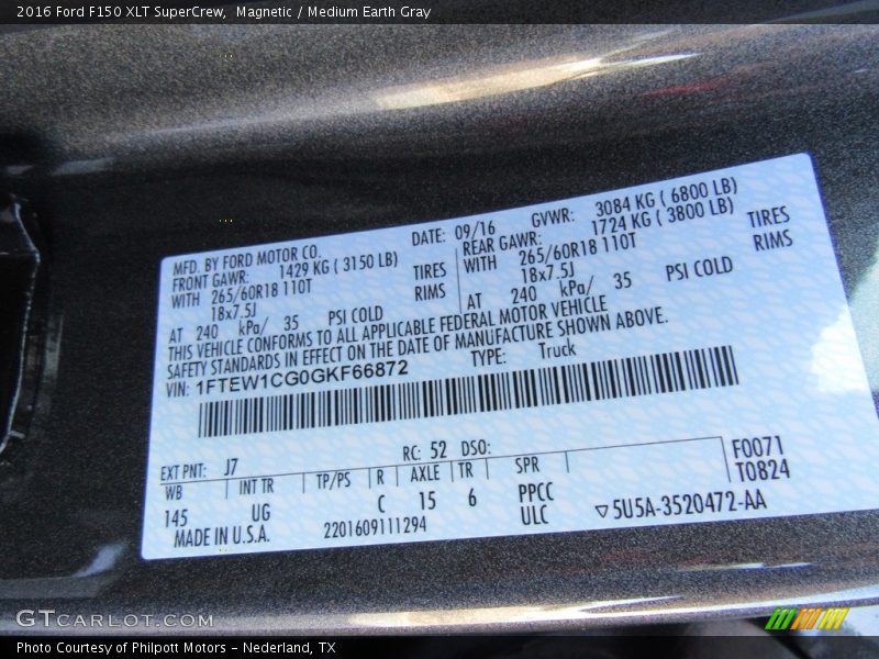Magnetic / Medium Earth Gray 2016 Ford F150 XLT SuperCrew