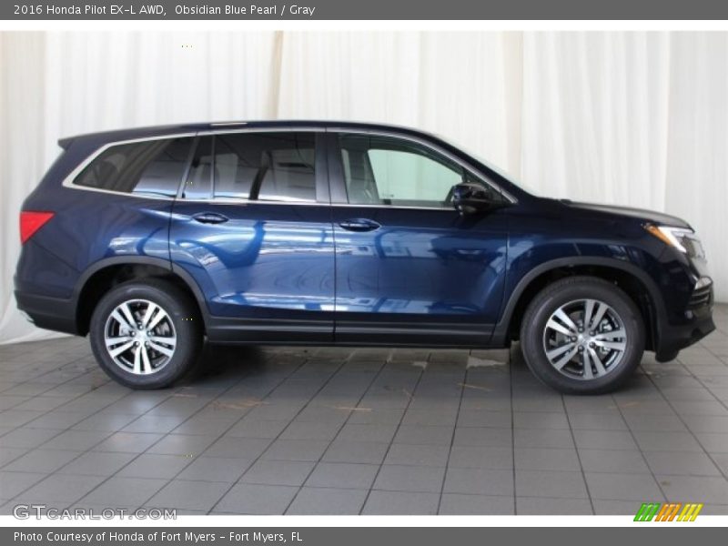 Obsidian Blue Pearl / Gray 2016 Honda Pilot EX-L AWD