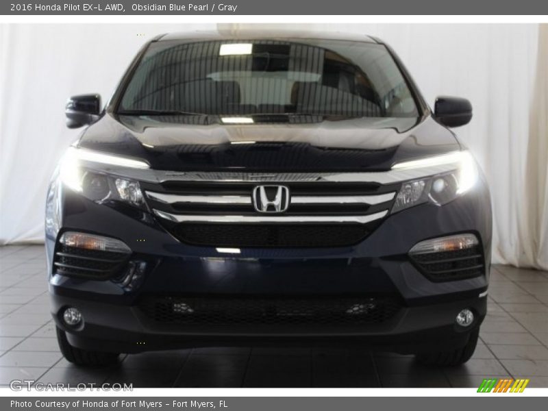 Obsidian Blue Pearl / Gray 2016 Honda Pilot EX-L AWD
