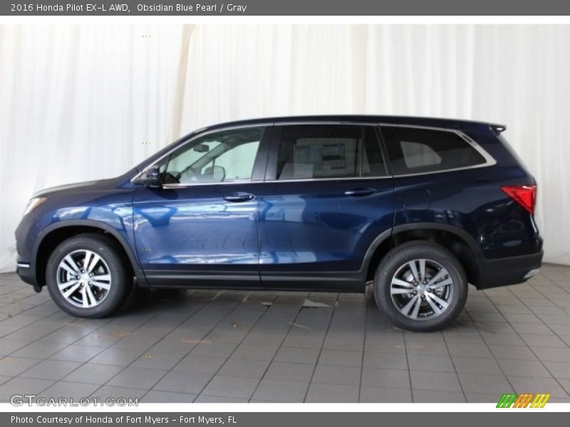 Obsidian Blue Pearl / Gray 2016 Honda Pilot EX-L AWD