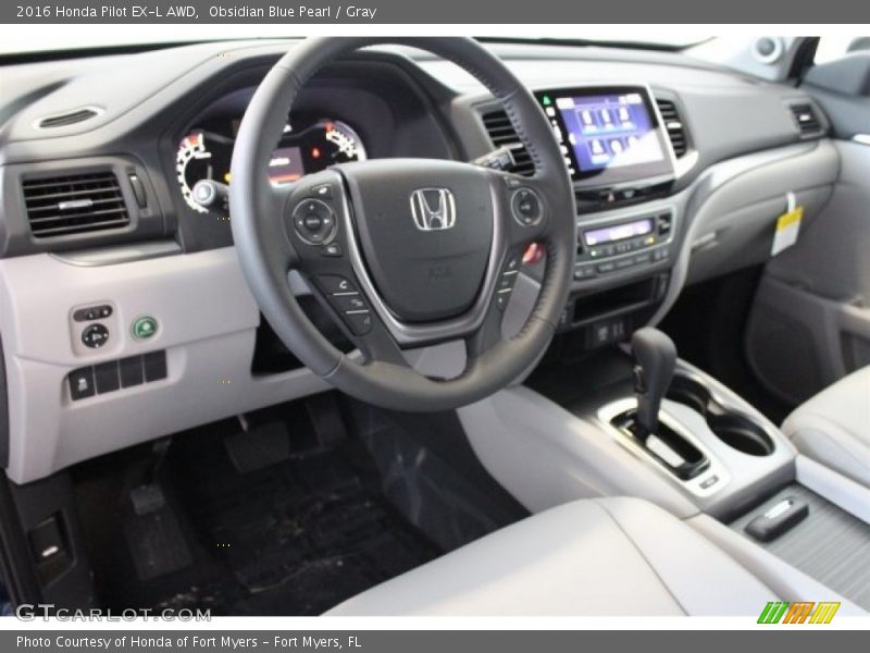 Obsidian Blue Pearl / Gray 2016 Honda Pilot EX-L AWD