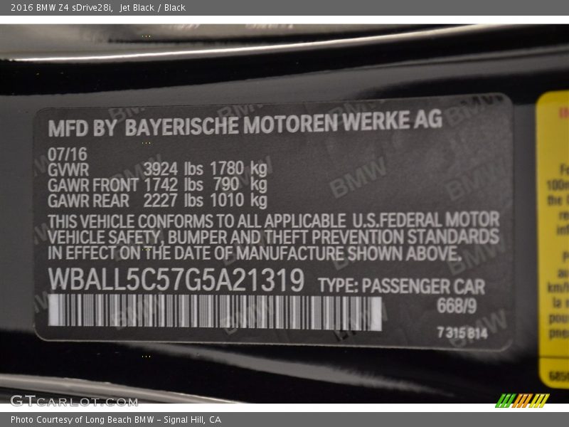 Jet Black / Black 2016 BMW Z4 sDrive28i