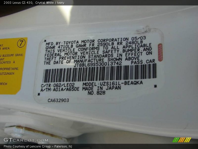 Crystal White / Ivory 2003 Lexus GS 430
