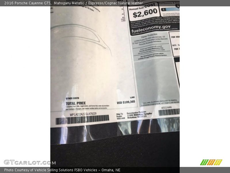 Mahogany Metallic / Espresso/Cognac Natural leather 2016 Porsche Cayenne GTS