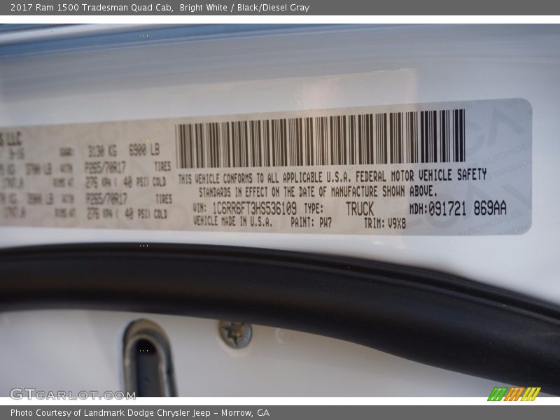 Bright White / Black/Diesel Gray 2017 Ram 1500 Tradesman Quad Cab