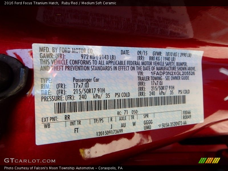 Ruby Red / Medium Soft Ceramic 2016 Ford Focus Titanium Hatch