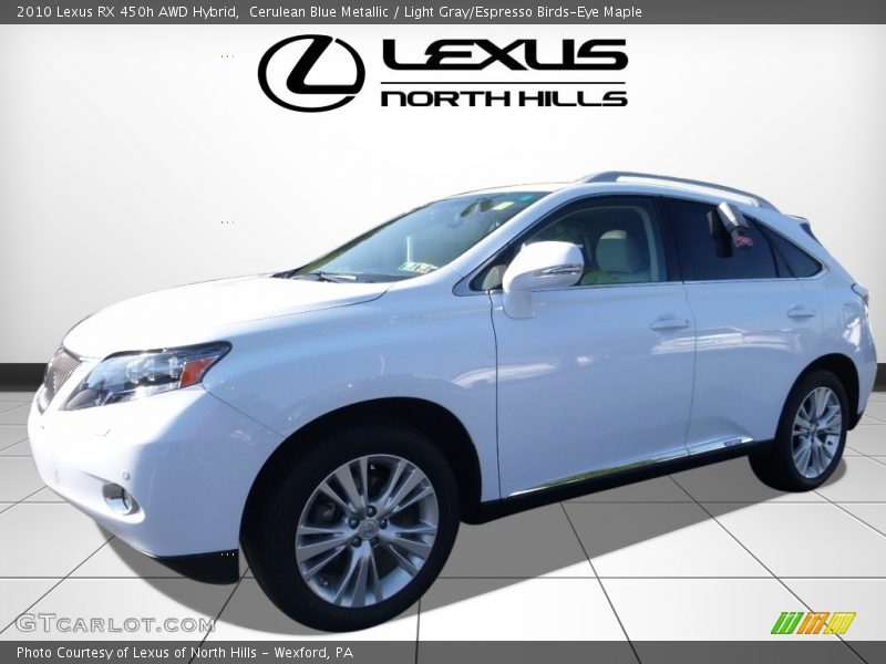 Cerulean Blue Metallic / Light Gray/Espresso Birds-Eye Maple 2010 Lexus RX 450h AWD Hybrid