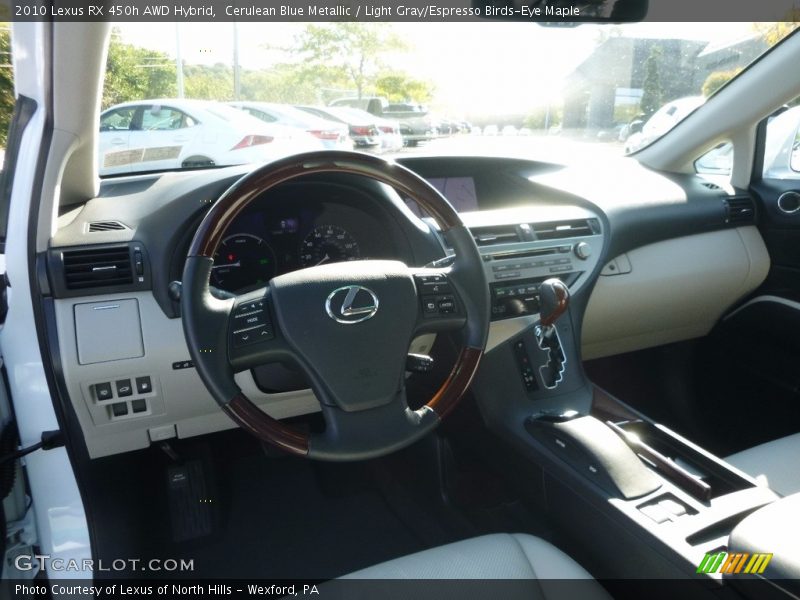 Cerulean Blue Metallic / Light Gray/Espresso Birds-Eye Maple 2010 Lexus RX 450h AWD Hybrid