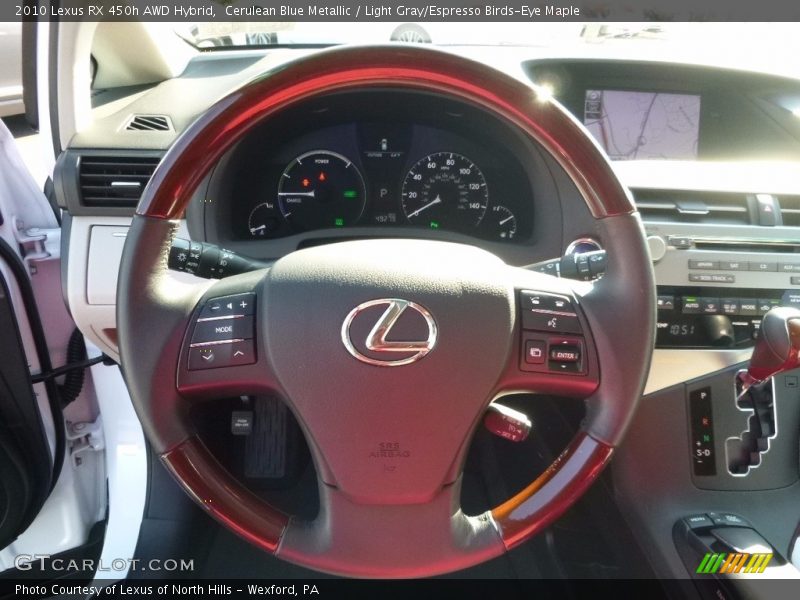 Cerulean Blue Metallic / Light Gray/Espresso Birds-Eye Maple 2010 Lexus RX 450h AWD Hybrid