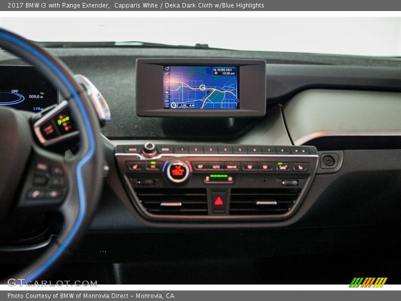 Capparis White / Deka Dark Cloth w/Blue Highlights 2017 BMW i3 with Range Extender