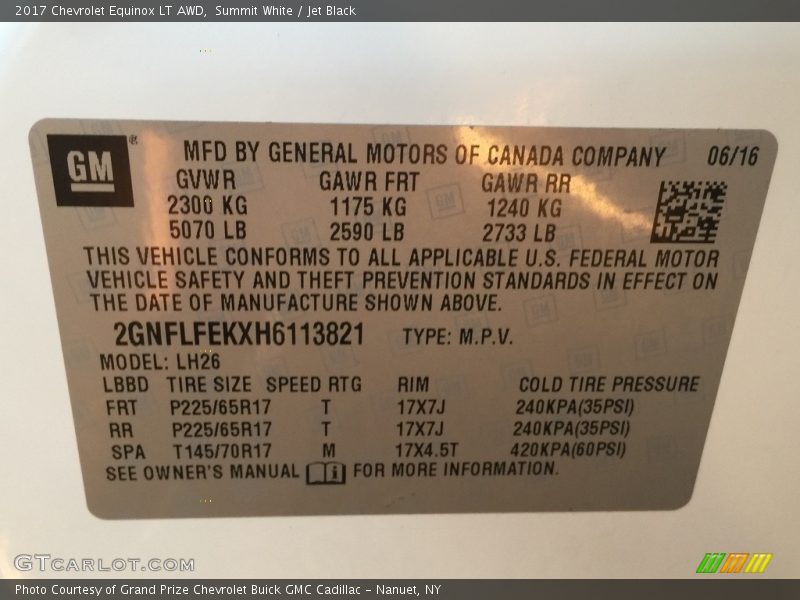 Summit White / Jet Black 2017 Chevrolet Equinox LT AWD
