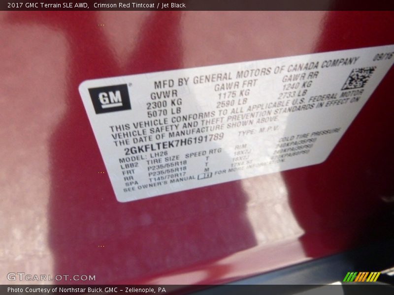 Crimson Red Tintcoat / Jet Black 2017 GMC Terrain SLE AWD