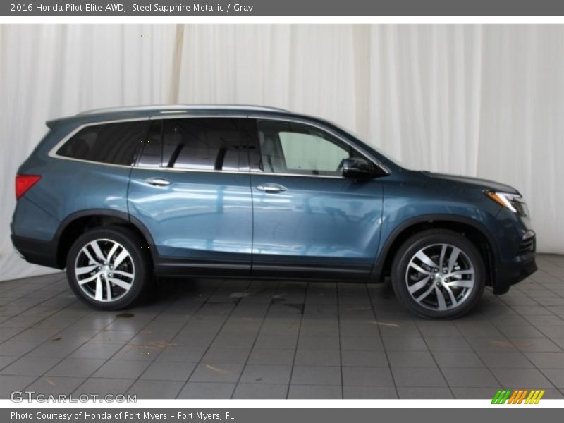 Steel Sapphire Metallic / Gray 2016 Honda Pilot Elite AWD