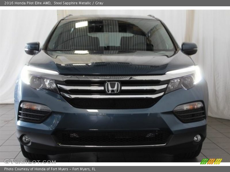 Steel Sapphire Metallic / Gray 2016 Honda Pilot Elite AWD