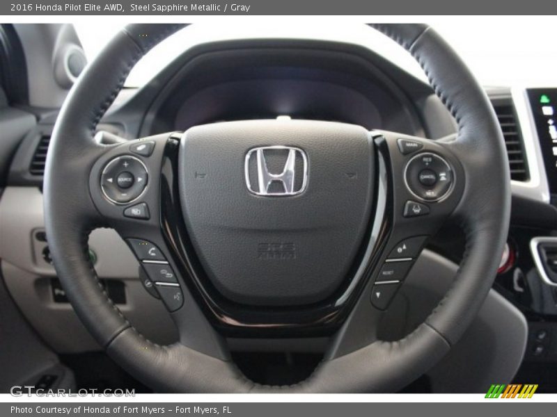 Steel Sapphire Metallic / Gray 2016 Honda Pilot Elite AWD