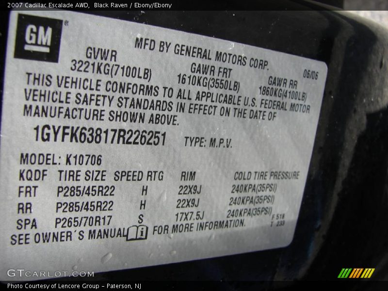 Black Raven / Ebony/Ebony 2007 Cadillac Escalade AWD