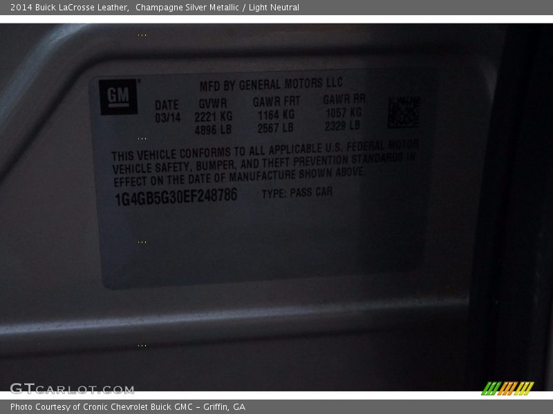 Champagne Silver Metallic / Light Neutral 2014 Buick LaCrosse Leather