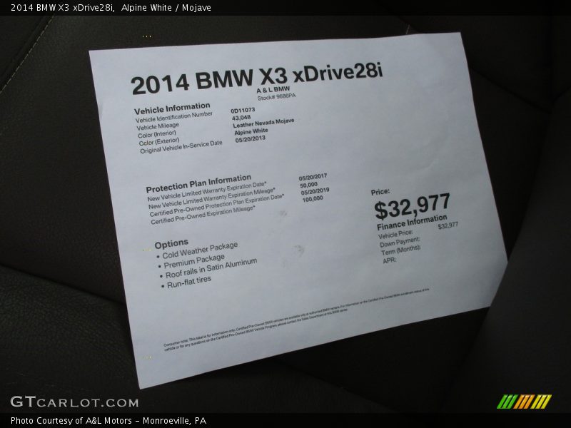 Alpine White / Mojave 2014 BMW X3 xDrive28i