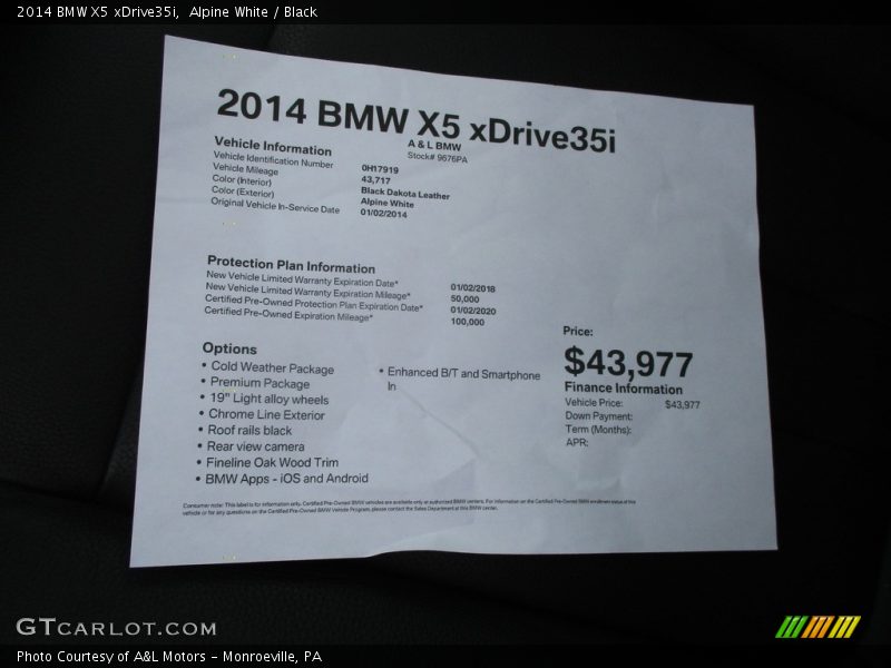 Alpine White / Black 2014 BMW X5 xDrive35i