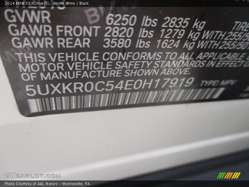 Alpine White / Black 2014 BMW X5 xDrive35i