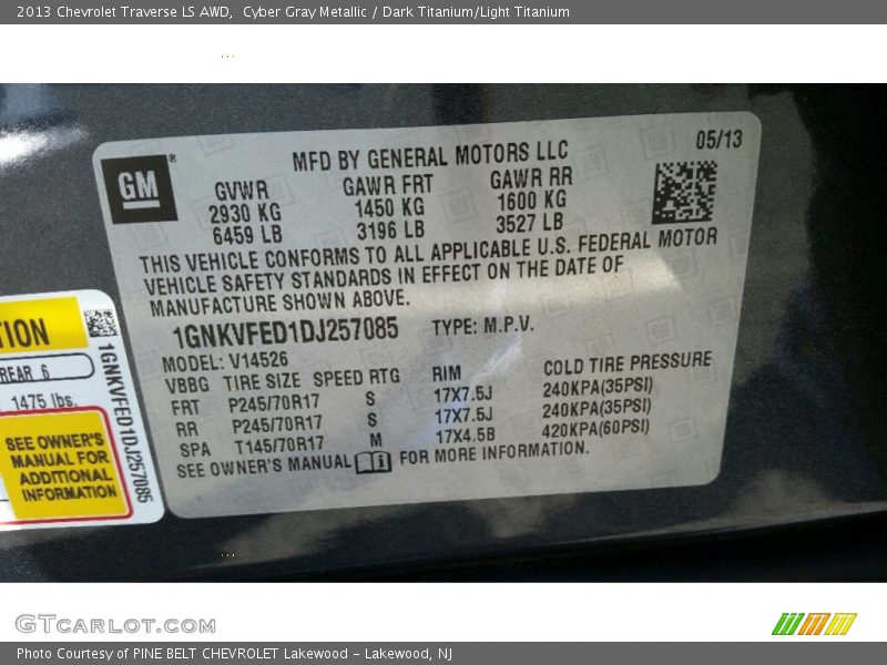 Cyber Gray Metallic / Dark Titanium/Light Titanium 2013 Chevrolet Traverse LS AWD